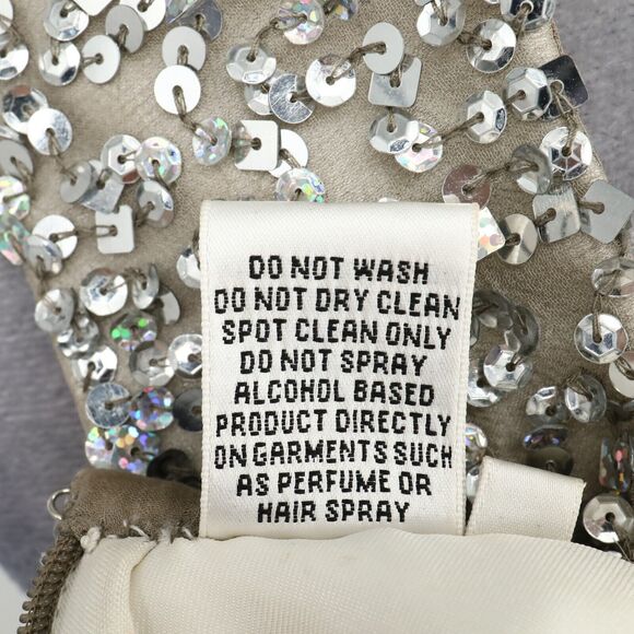 Scala Dress Womens 2 Silk Silver Sequins Off Shoulder FLAW Some sequins missing - Picture 7 of 16